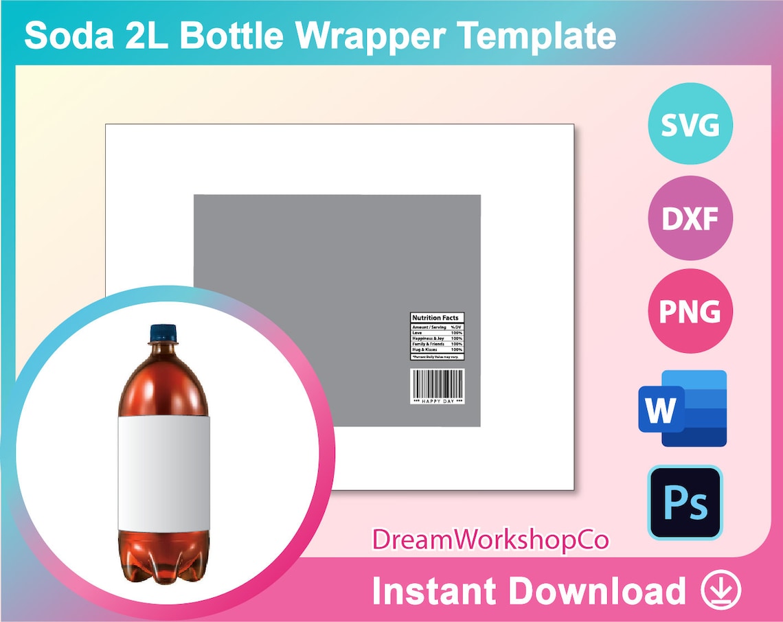 2 Liter Soda Bottle Wrapper Template SVG DXF Ms Word Docx Etsy 2 Liter Soda Bottle Wrapper Template SVG DXF Ms Word Docx Etsy