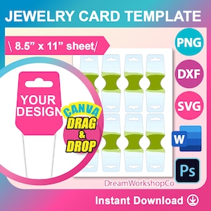 Modello di espositore per braccialetti, modello di espositore per collane, porta collane pieghevole, SVG, DXF, Canva, Docx, Png, Psd