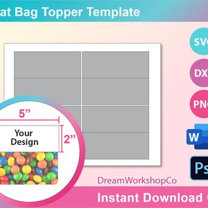 5 Inch Width Treat Bag Topper Template SVG DXF Ms Word | Etsy