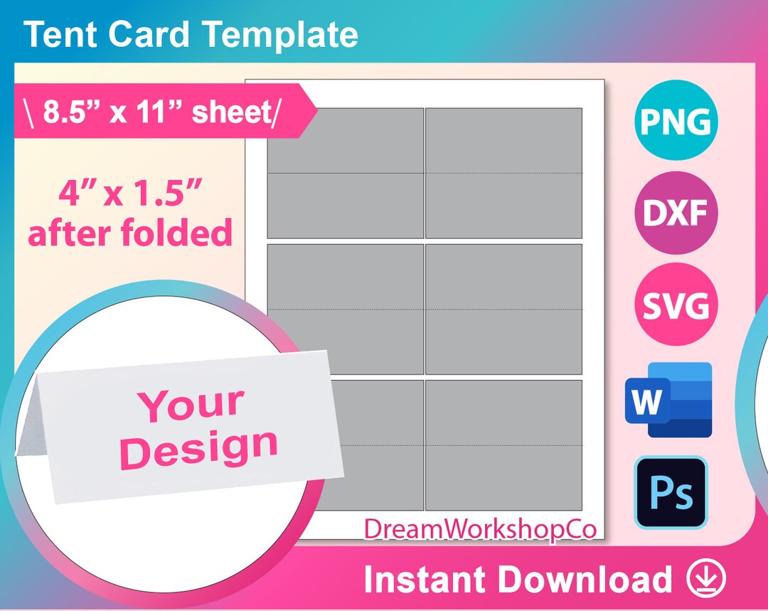 Tent Card Template, Buffet Card Template, Place Card Template, SVG, DXF ...