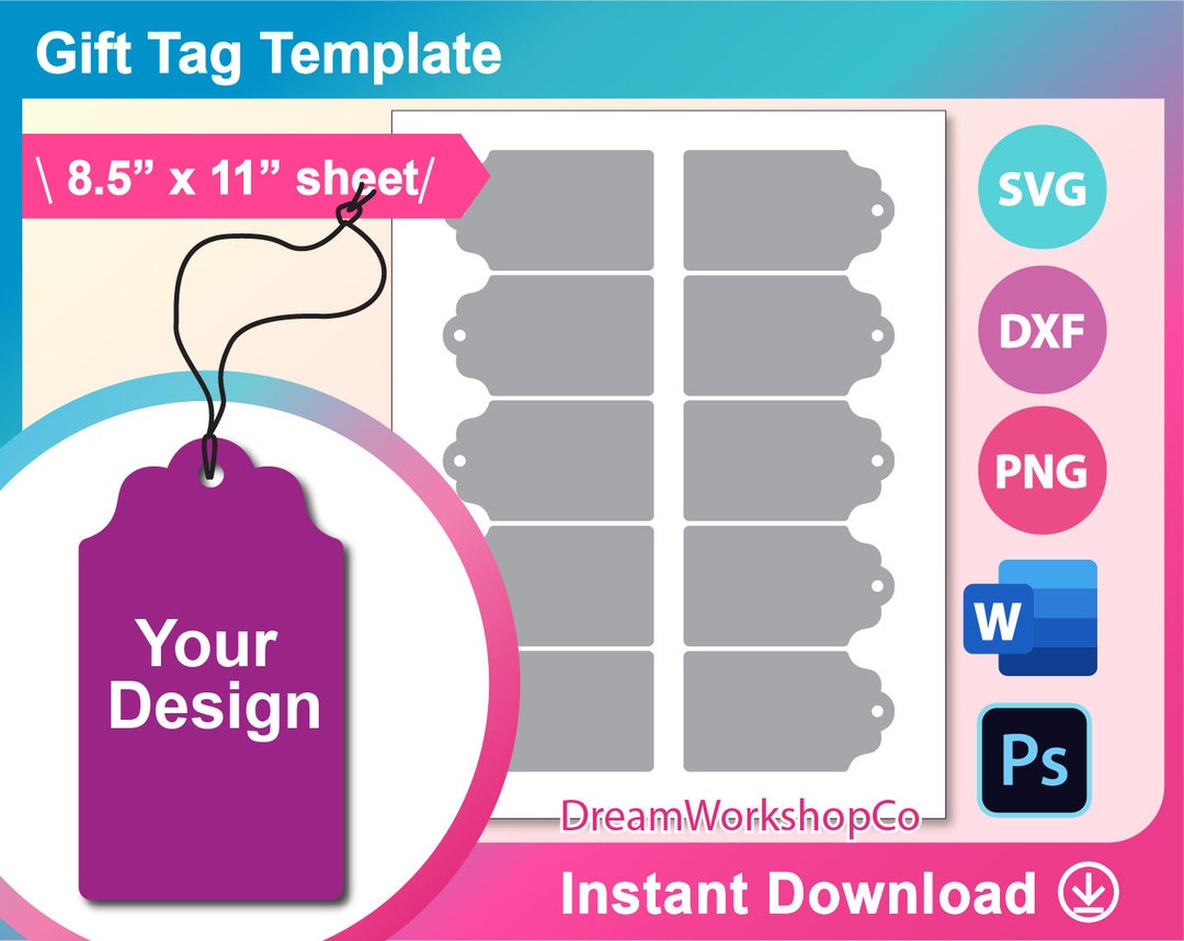 Gift Tag Template Wedding Tag Template Shipping Tag Etsy