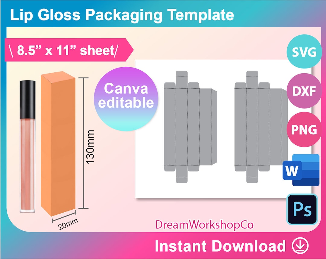 Lip Gloss Box Template Lip Balm Box Template SVG DXF Canva DOCX Lip Gloss Box Template Lip Balm Box Template SVG DXF Canva DOCX