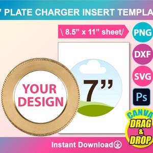 7 inch plaatlader sjabloon, plaatlader invoegsjabloon SVG, DXF, Canva, Ms Word Docx, Png, Psd, 8,5 x 11 inch vel, afdrukbaar