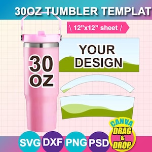 30oz Tumbler Template: Sublimation Design, PNG SVG PSD (Digital Download)