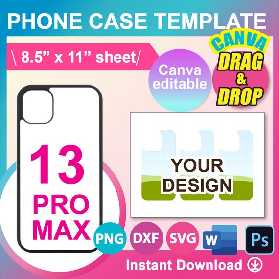 iPhone 13 Pro Max Phone Case, Sublimation Template, Canva, SVG, Dxf, Psd, Png