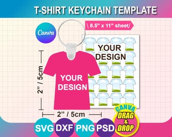 T Shirt Keychain Template, Tee Keychain, Jersey Shirt Keychain Template, Tee Keychain Template, Canva  SVG, DXF, Png, Psd
