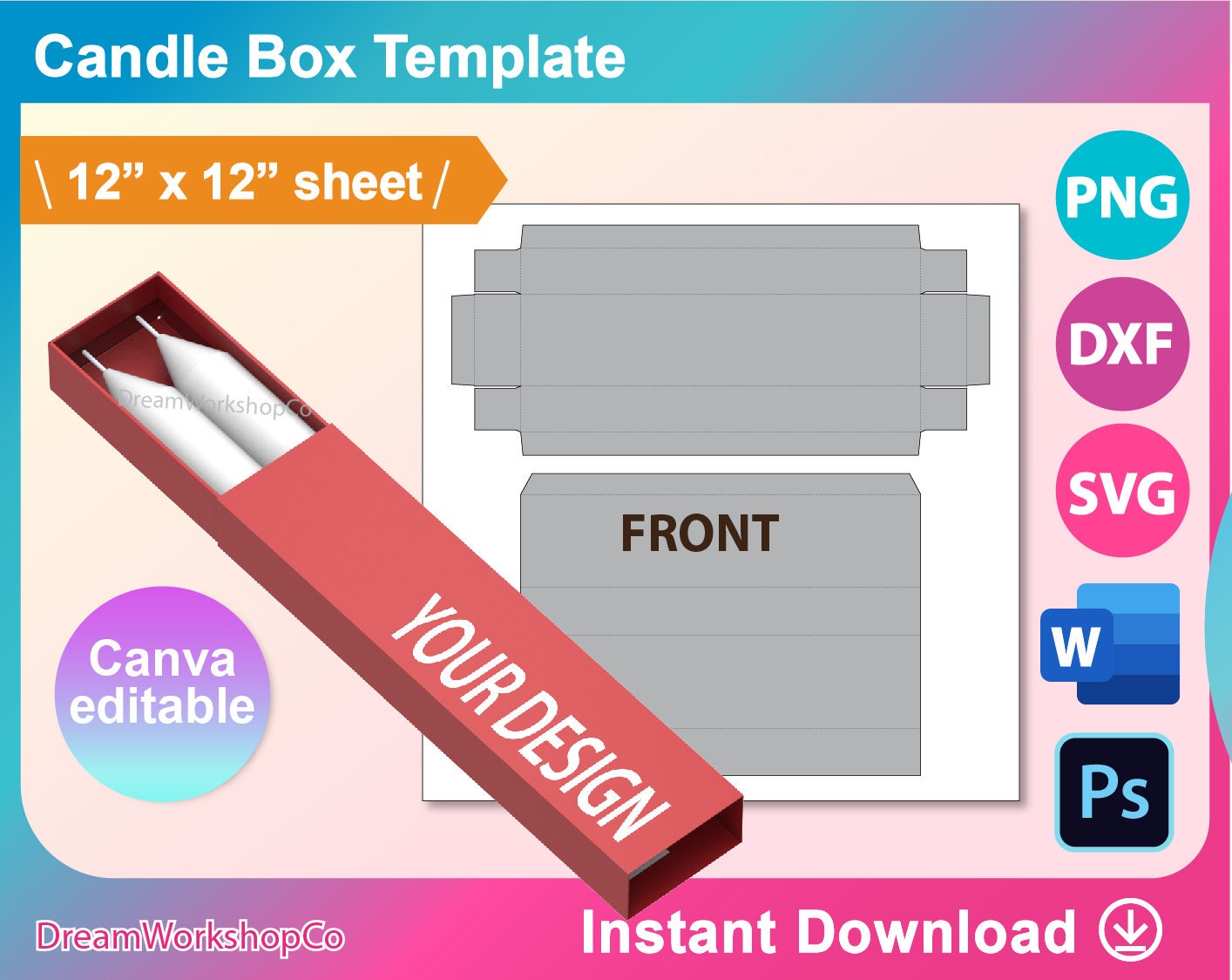Candle Box Svg Unscented Chandelier Candle Box Template Pull Etsy