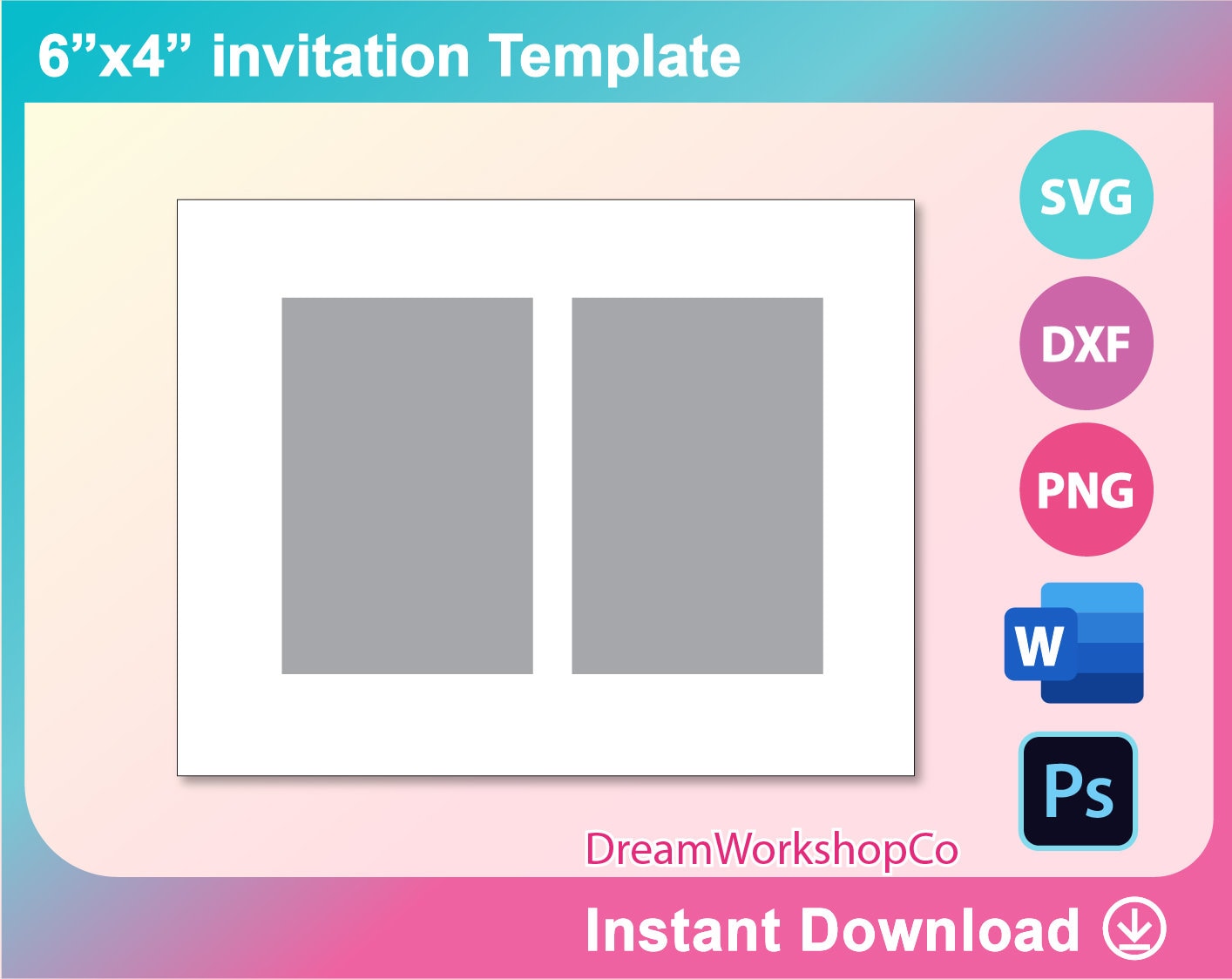 20" x 20" Einladungskarte, Postkarte, SVG, DXF, Ms Word docx, Png, Psd,  20,20"x20" Bogen, Druckbar, Sofortiger Download Throughout Microsoft Word 4x6 Postcard Template