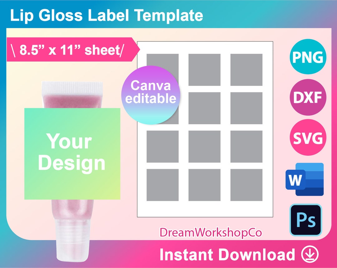 Lip Gloss Label Template, Blank Label Template, Lip Gloss Tube Template ...