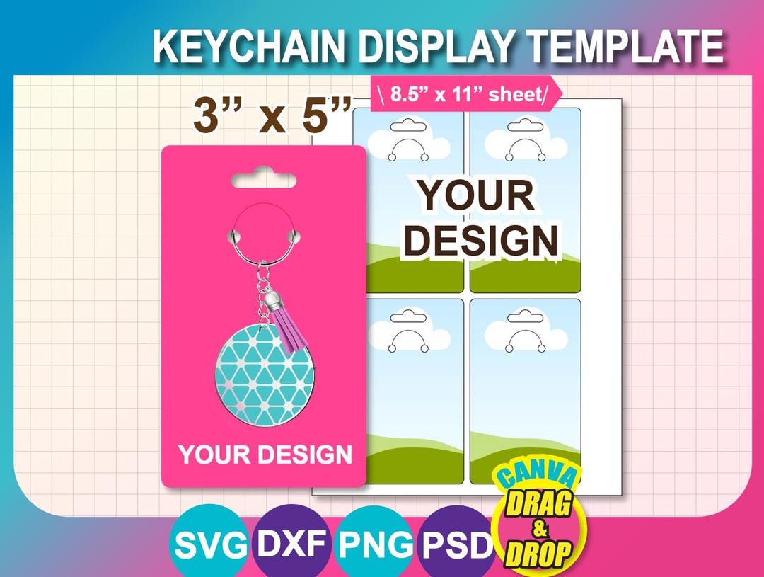 Keychain Card Background Design Keychain Display Card Template, 3x5 Inch (svg, Dxf, Png, Psd, Docx) - Etsy