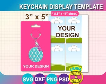 Keychain Display Card Template, 3x5 inch (svg, dxf, png, psd, docx)