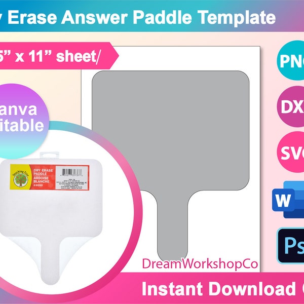 Dry Erase Answer Paddle Template, Canva, PSD, PNG and SVG Microsoft word Doc Formats, 8.5x11" sheet, Printable, Instant Download