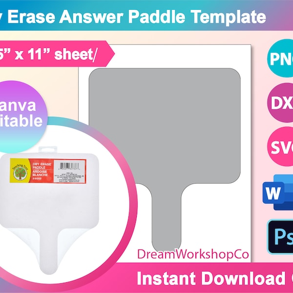Dry Erase Answer Paddle Template, , Canva, SVG, DXF, Psd, Png, Digital Download