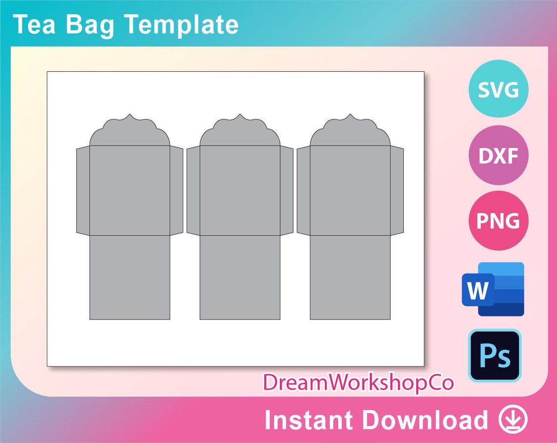 Tea Bag Envelope Template Seed Packet Template. Ms word PSD Etsy