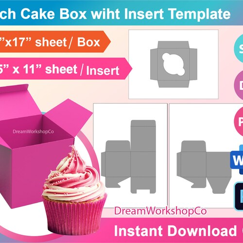 4 Cupcake Gift Box Cake Box With Insert Gift Box Etsy