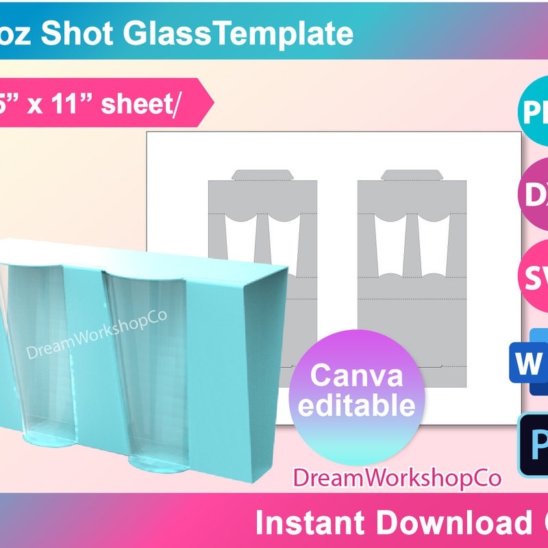Shot Glass Box Template Etsy