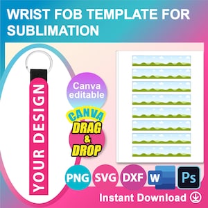 Plantilla de pulsera, plantilla de sublimación, sublimación de pulseras de neopreno, Canva, SVG, DXF, Ms Word Docx, Png, Psd, hoja de 8.5"x11"