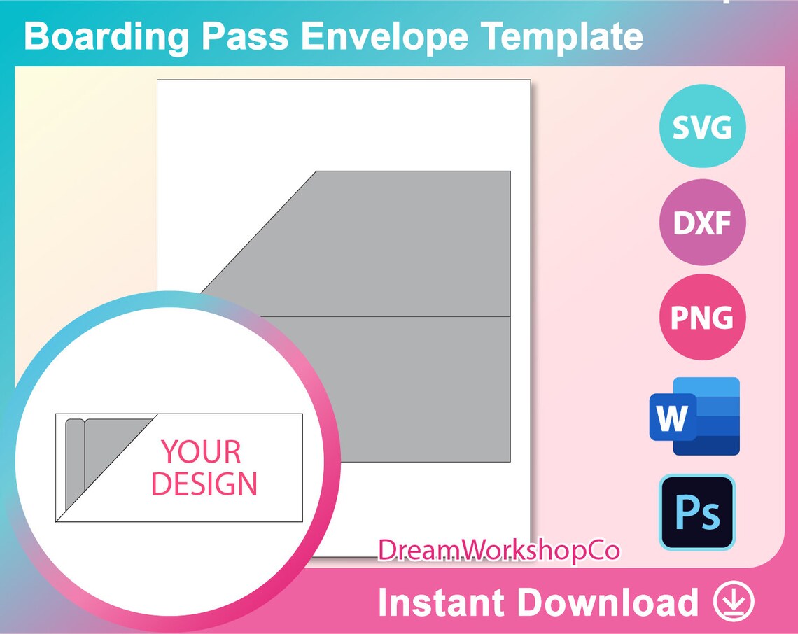 Boarding Pass Envelope Template Ms Word PSD PNG SVG Dxf Etsy