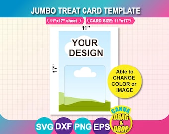 Jumbo Treat Card Template, Gift Card Template, SVG, Canva, DXF, Png, Psd, 11"x17" sheet, Printable, Instant Download