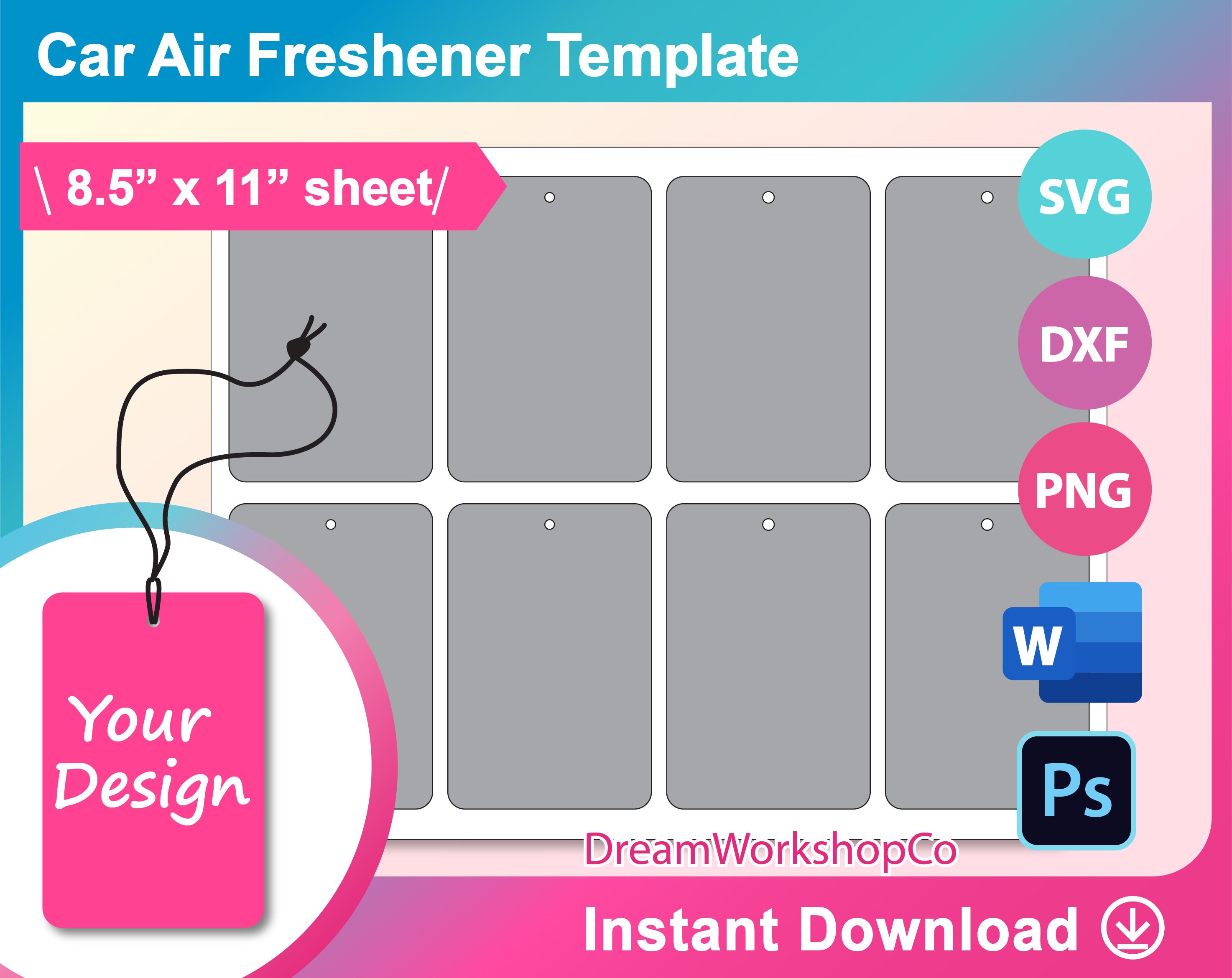 Car Air Freshener Blank Air Freshener Template Sublimation | Etsy