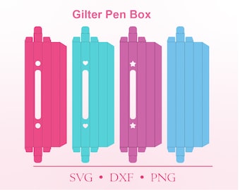 Glitter Pen Box Template, Pen Gift Box Template SVG, DXF, Ms Word Docx, Png, Psd, 8.5x11 size sheet, Printable