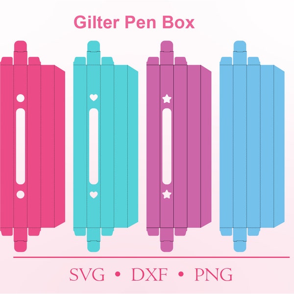 Glitter Pen Box Template, Pen Gift Box Template SVG, DXF, Ms Word Docx, Png, Psd, 8.5x11 size sheet, Printable