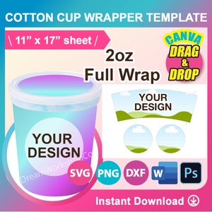 Voll Wickel. 2 Unzen Etikette aus Baumwolle für Bonbons aus Baumwolle, Canva, SVG, DXF, Ms Word Docx, Png, Psd, 31 x 43 cm Bogen
