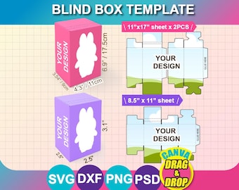 2 Sizes Blank Blind Box Template, Vinyl, SVG, DXF, Canva, PSD (Instant Download)