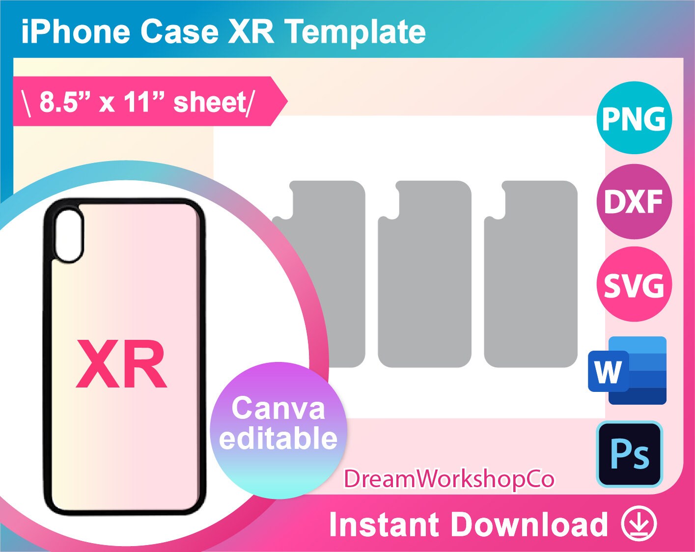 Template For Xr Phone Case Etsy