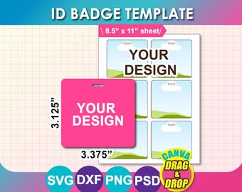 ID Badge Blank Template: Canva, SVG, PNG, Psd, Png, (Digital Download)