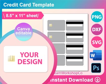 Credit Card Template 8.5x11 Sheet SVG, PNG, PSD and DOCx