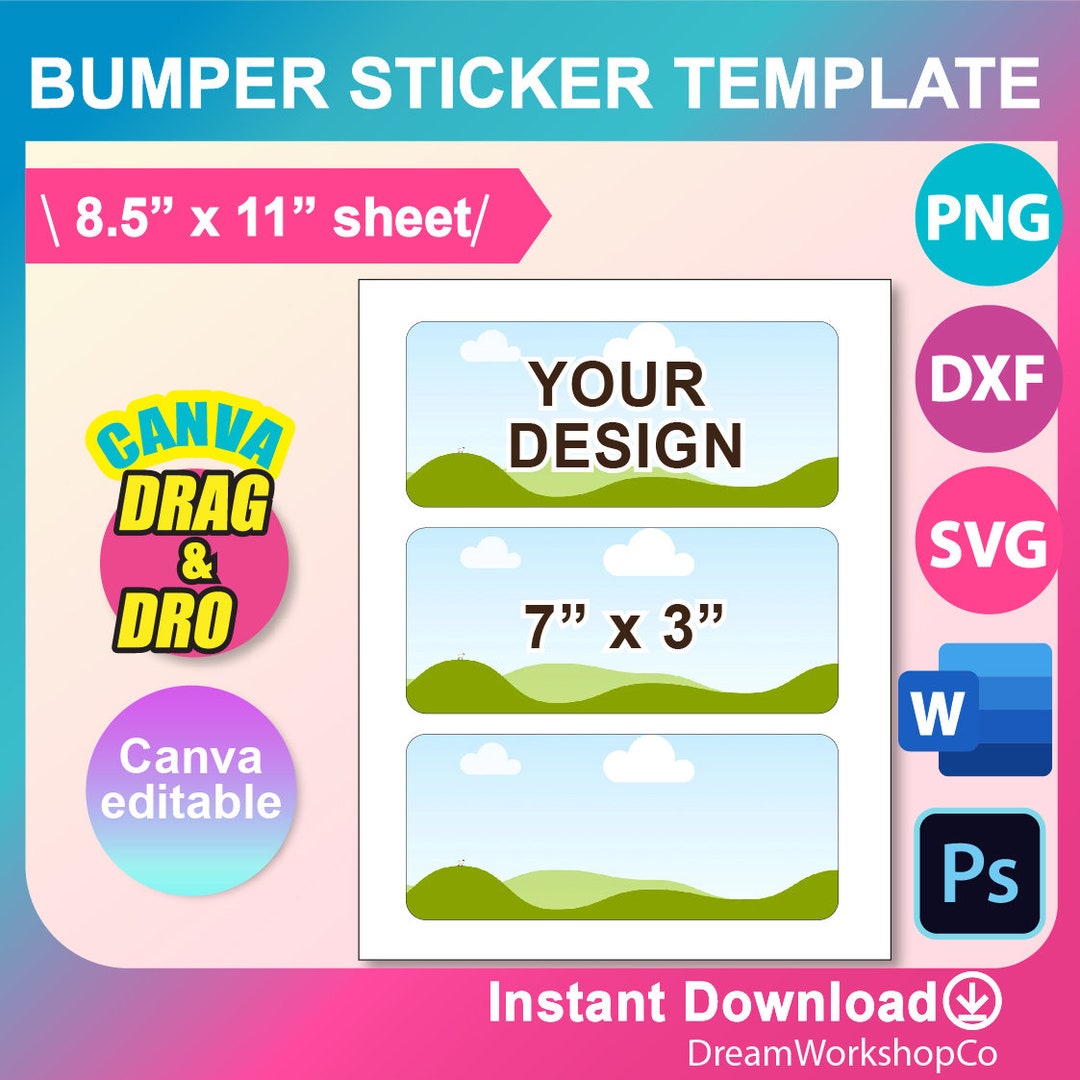 Bumper Sticker Template, SVG, DXF, Canva, Ms Word Docx, Png, Psd, 11x17 Bumper Sticker Template, SVG, DXF, Canva, Ms Word Docx, Png, Psd, 11x17
