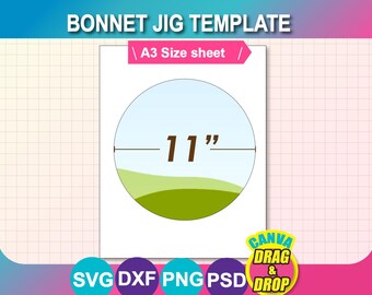 11 Inch Bonnet Jig Sublimation Template, SVG, Canva, PSD, PNG (Instant Download)
