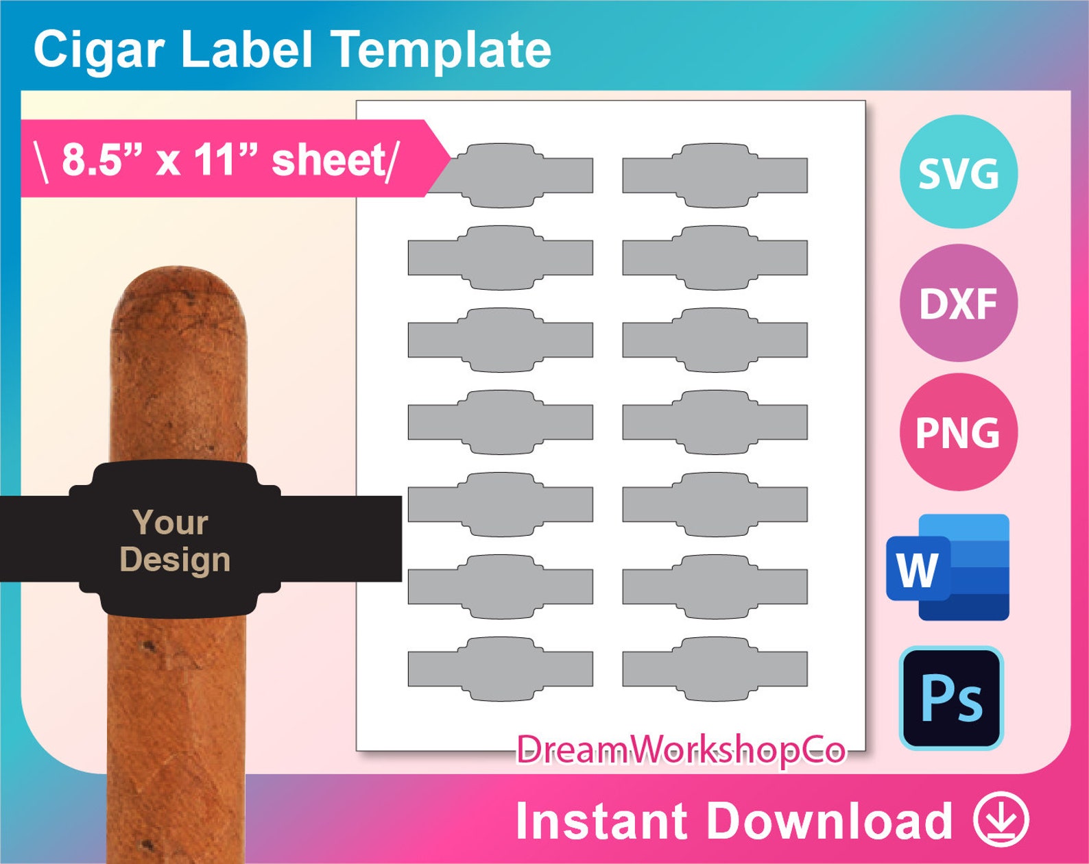 Cigar Wrapper Template SVG DXF Ms Word Docx Png Psd Etsy Cigar Wrapper Template SVG DXF Ms Word Docx Png Psd Etsy