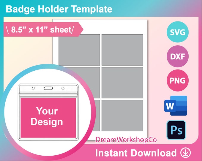 4x3 Badge Holder Insert Template ID Badge Template Svg Pass - Etsy