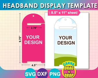 Headband Display Card, Canva, SVG, DXF, Png, 8.5"x11" sheet, Printable