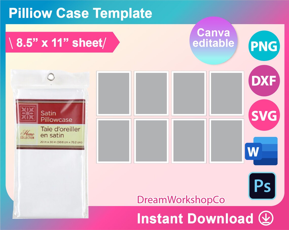 20 X 30 Pillow Case Sublimation Template Etsy