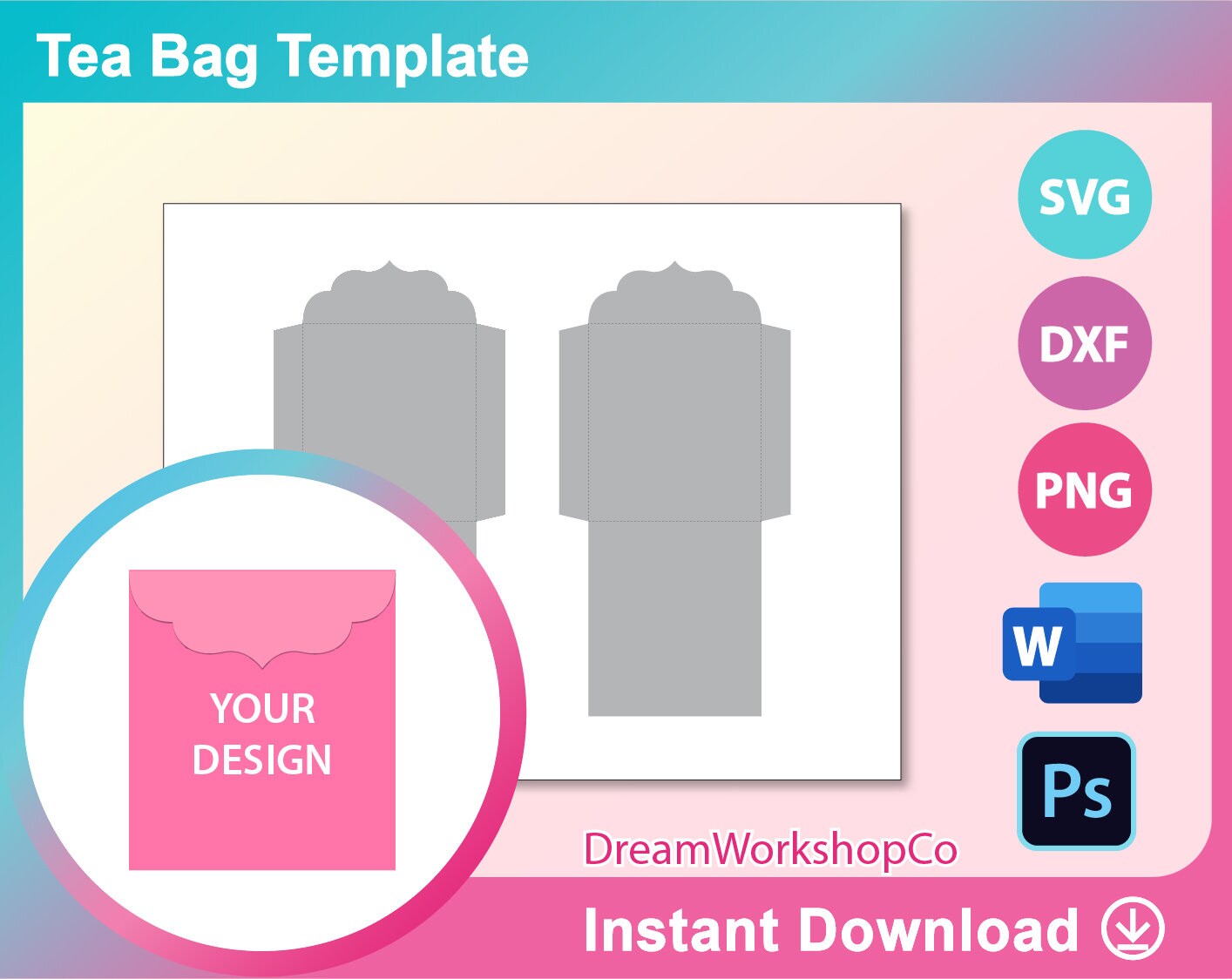 Tea Bag Envelope Template Seed Packet Template Ms Word PSD Etsy UK