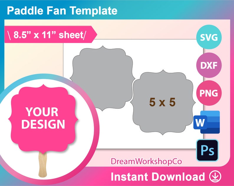 Paddle Fan Template PSD PNG E SVG Cavan Microsoft Word Doc Etsy Italia