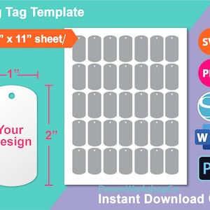 Dog Tag Template, Dog tag template Silhouette Studio File, SVG, DXF, Ms Word Docx, Png, Psd, 8.5&quot;x11&quot; sheet, Printable