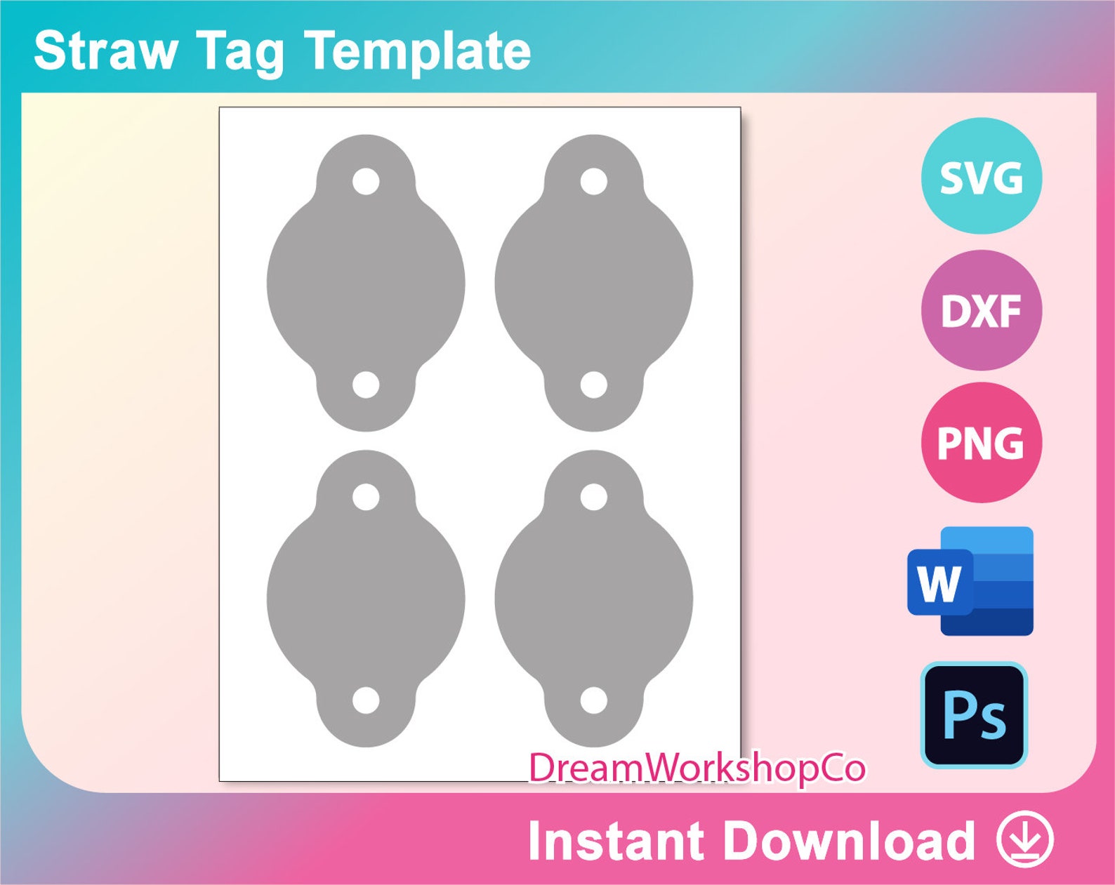 Straw Tag Template Straw Tag SVG Template Svg DXF Ms word | Etsy