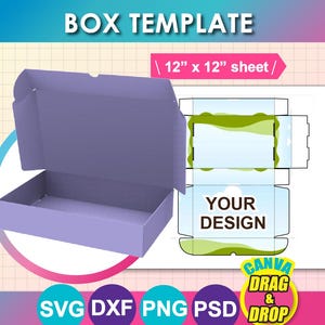 Rectangle Box Template: Favor, Cake, Gift Box, Canva, SVG, PNG, PSD (Digital Download)