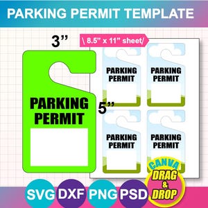 Parkerlaubnis Tag Vorlage, SVG DXF Canva Png Psd (Digitaler Download)