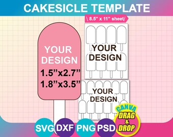 Cakesicle Template: Blank Drawing Idea, Canva, SVG, PSD, PNG (Instant Download)