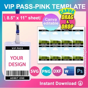 Sjabloon VIP-pas zwarte kleur, uitnodigingssjabloon, SVG, DXF, Canva, Ms Word Docx, png, psd, vel 8,5 x 11 inch, afdrukbaar