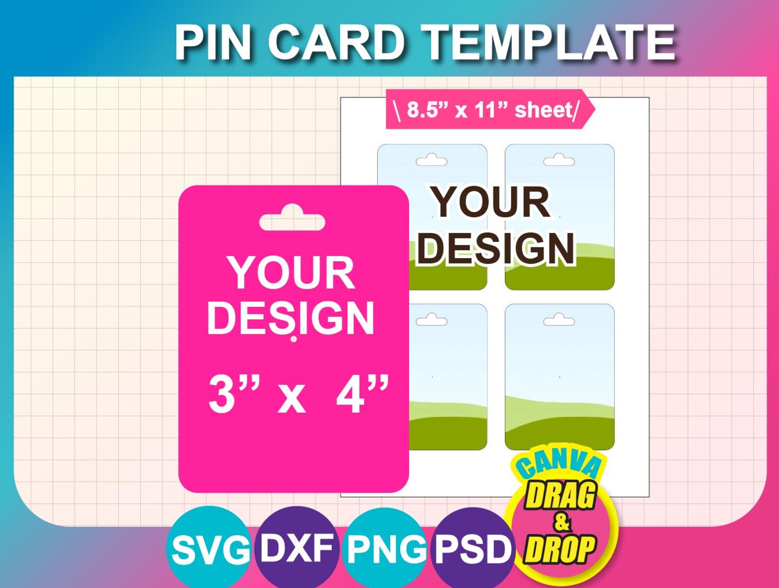 Enamel Pin Display Card Template, Keychain Display Card Template, SVG ...