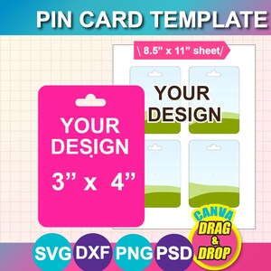 Card Pin Layout Enamel Pin Display Card Template, Keychain Display Card Template, SVG ...