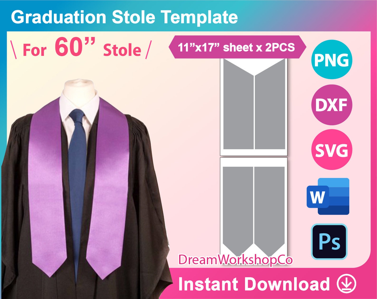 Stole Template Graduation Stole Template Stole Template SVG Etsy Stole Template Graduation Stole Template Stole Template SVG Etsy