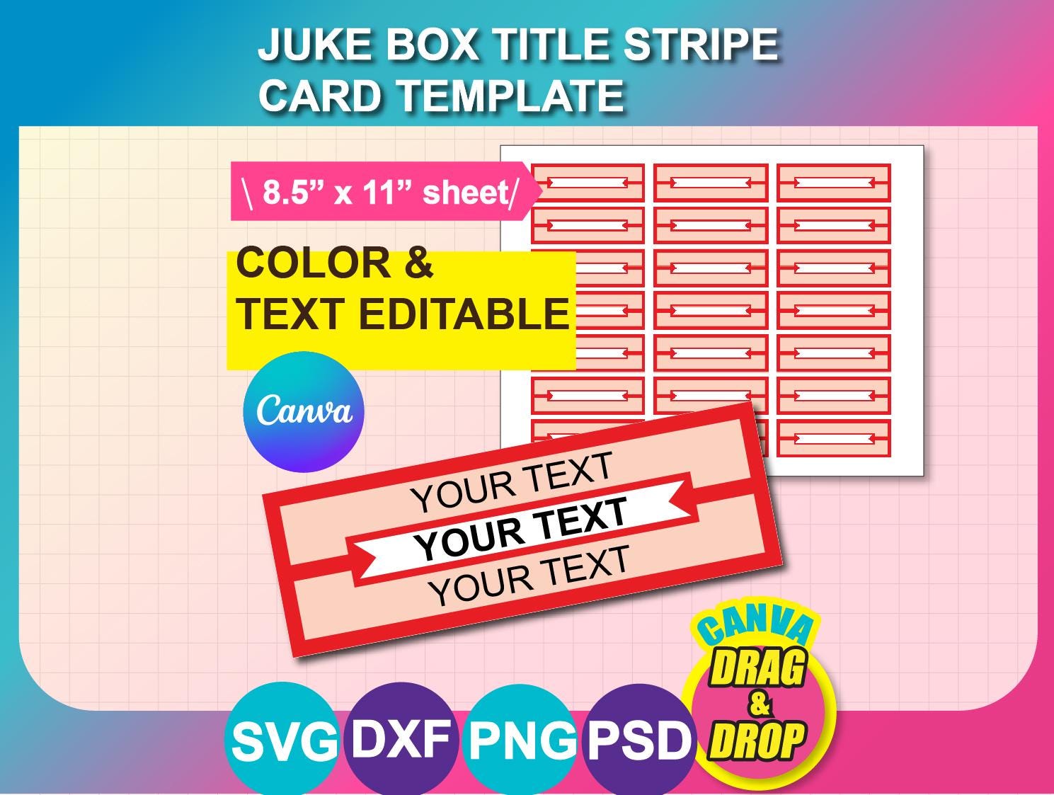 Jukebox Title Strip Template, Canva Editable 3