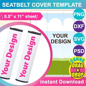 Modello per sublimazione del rivestimento della cintura di sicurezza, Canva, SVG, DXF, Ms Word Docx, PNG, PSD, foglio 8,5"x11", stampabile